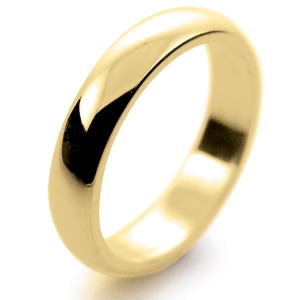 D Shape Medium -  4mm (DSM4-Y) Yellow Gold Wedding Ring